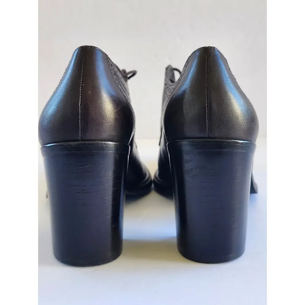 Apostrophe Derby Wingtip Brown Lace Up Women Heels 7M Coquette S0069